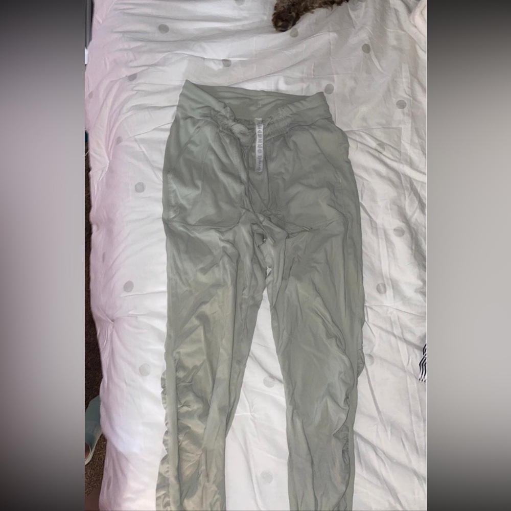 lululemon beyond the studio jogger in color sage size 6